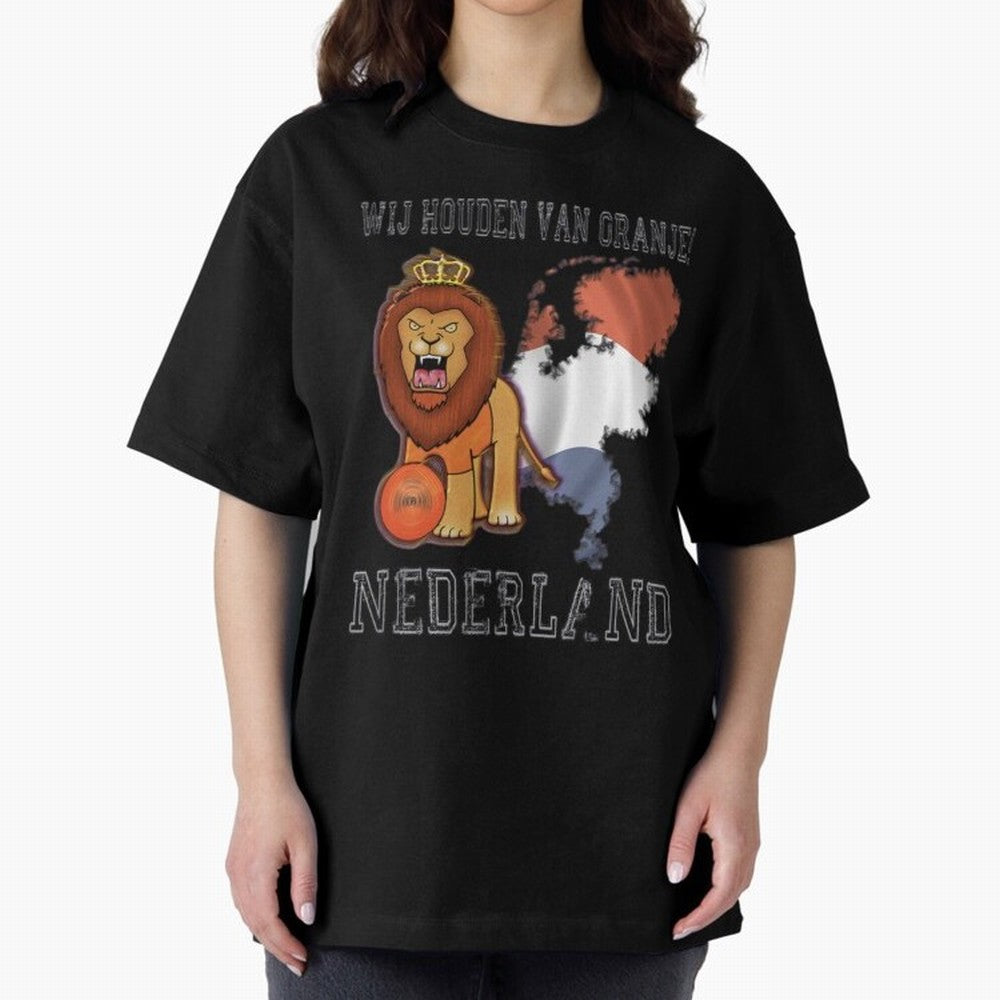 Dutch Pride Lion - Netherlands Football Fans Oranje Oversized T-Shirt Bring Supporter Culture to FIFA World Cup 2026 for Fans of Messi, CR7 and Mbappe and England, France and Netherlands, Bringing Vintage Soccer Flavor, Modern Football Stars,