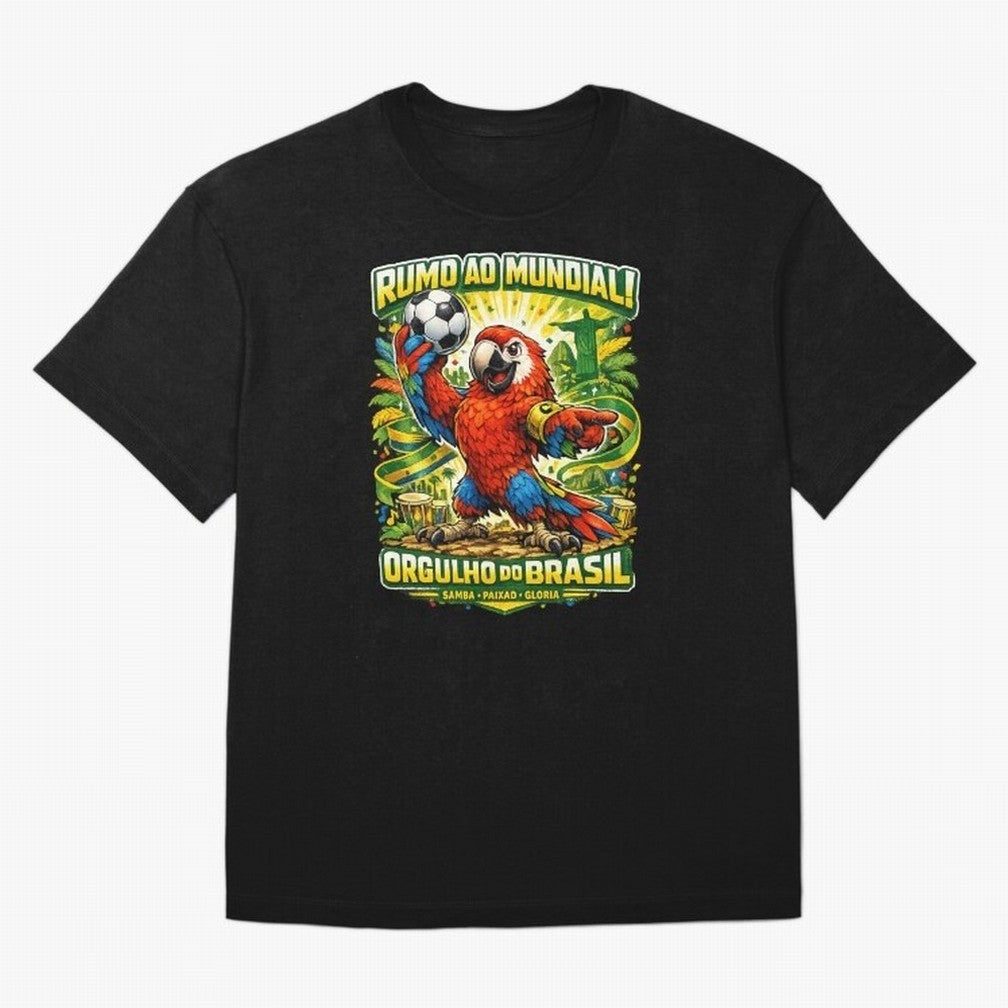 Brazil World Cup 2026 Macaw Fan Art Oversized T-Shirt Show Match Day Excitement for Match Day Hype around FIFA World Cup 2026, Mbappe and Neymar, Argentina and Brazil, Game Day Rituals, Football Legends, Country Pride and the Road to the Final;