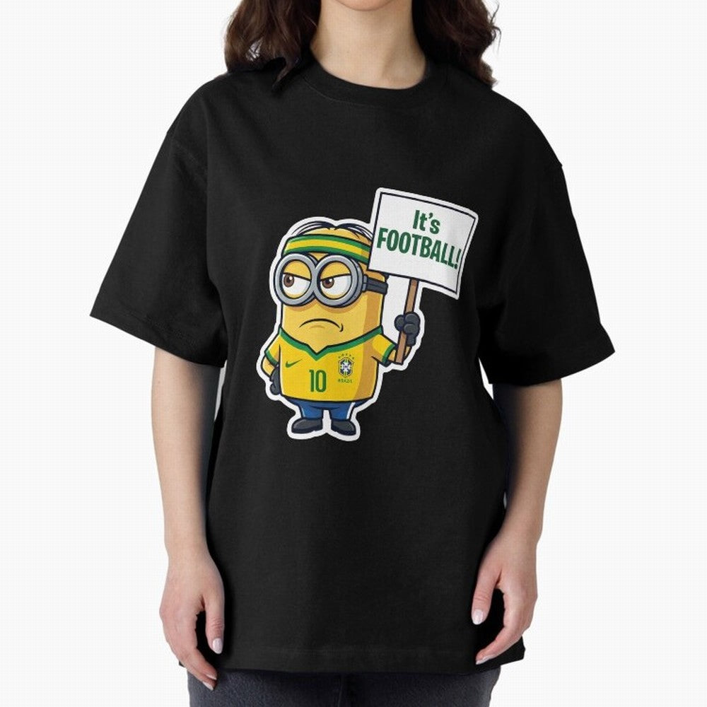 It's Football! - Funny Brazil Soccer Meme (Soccer v Football) v2 Oversized T-Shirt Follow the Road to FIFA World Cup 2026 Group Stage Spirit, Built around France, Messi, Neymar and Mbappe, Championship Spirit, Famous Goals, Roaring Crowds and