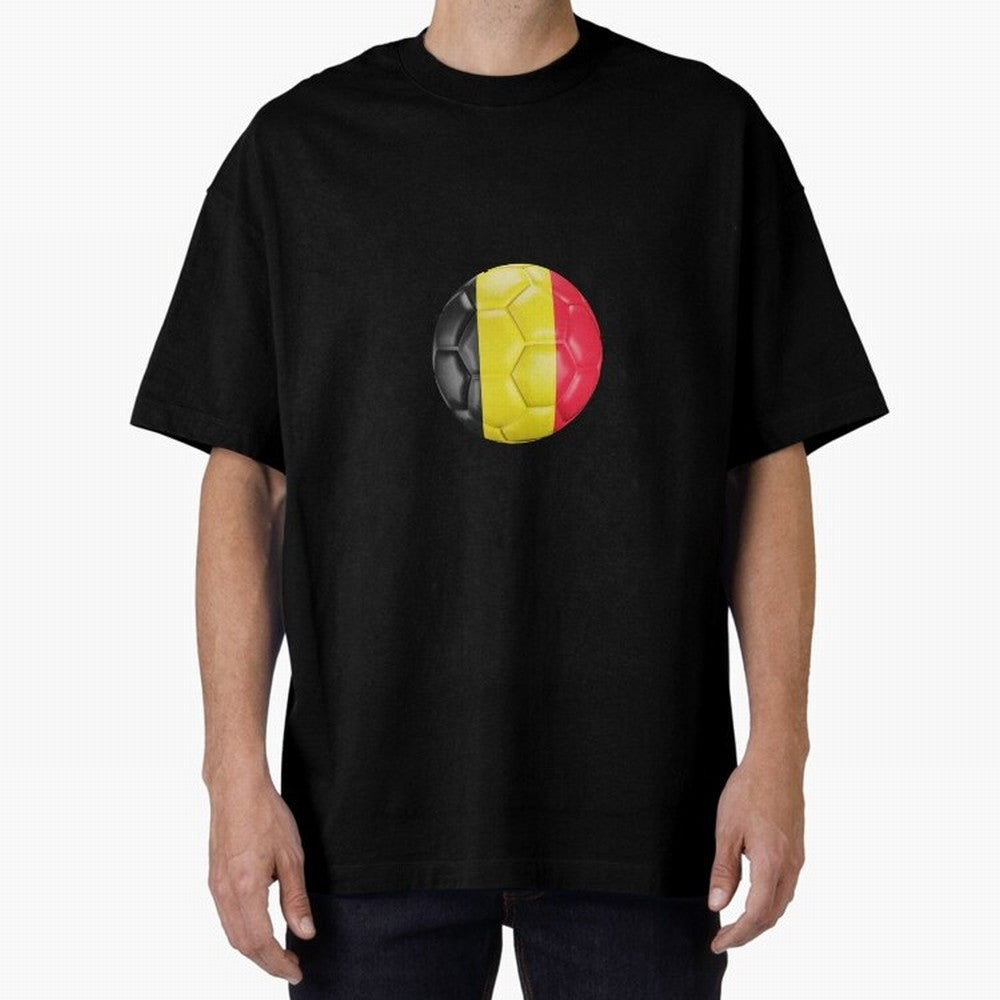 Belgium Football Ball Oversized T-Shirt Spotlight Match Day Hype around FIFA World Cup 2026 Group Stage, CR7 and Messi, Netherlands, Fan Favorite Moments, National Team Passion, Big Match Drama and Soccer History; Great for Supporters Who Love