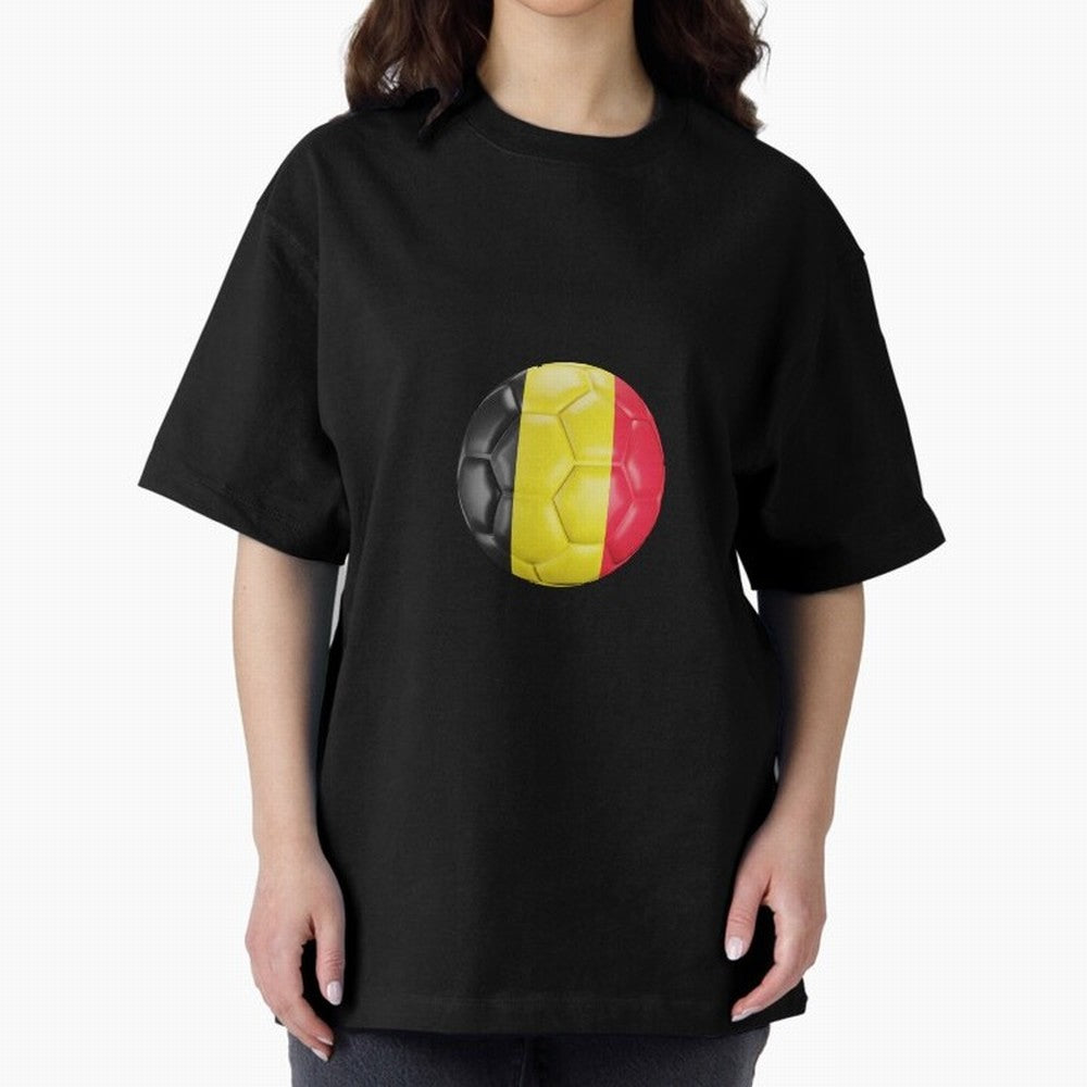 Belgium Football Ball Oversized T-Shirt Spotlight Match Day Hype around FIFA World Cup 2026 Group Stage, CR7 and Messi, Netherlands, Fan Favorite Moments, National Team Passion, Big Match Drama and Soccer History; Great for Supporters Who Love