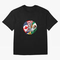 Host Trio Flags Circular Emblem Oversized T-Shirt Carry the Colors and Pride of FIFA World Cup 2026 USA Canada Mexico for Fans of Cristiano Ronaldo, Haaland and CR7 and England, France and Netherlands, Bringing Football History, Final Match Energy,