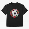 Global Nations Football Circle Art Oversized T-Shirt Celebrate Football Heritage in FIFA World Cup 2026 for Fans of Messi, Neymar and Mbappe and Portugal, Spain and Germany, Bringing Stadium Chants, National Pride, Trophy Dreams and Unforgettable