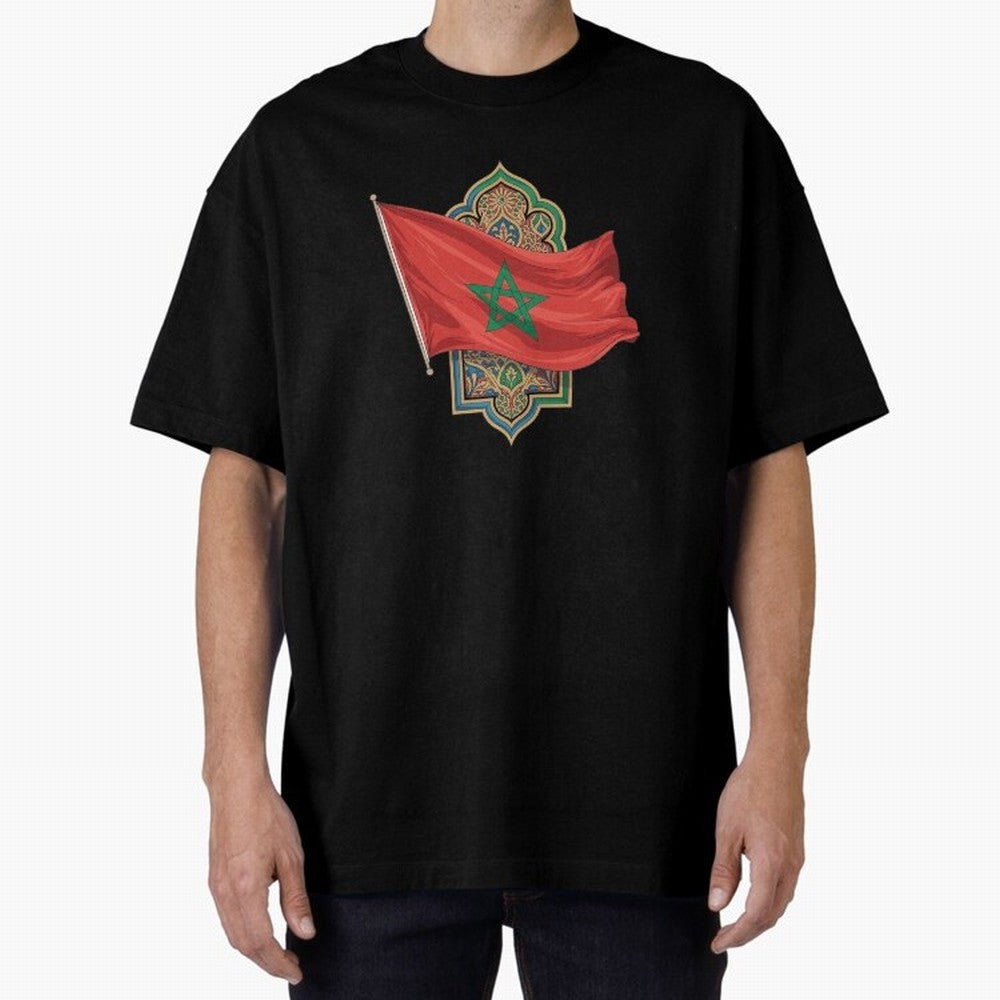 Morocco Flag Heritage World Cup 2026 Oversized T-Shirt Honor Football Greatness during FIFA World Cup 2026 USA Canada Mexico for Fans of Haaland and England, Bringing Stadium Chants, National Pride, Trophy Dreams and Unforgettable Football