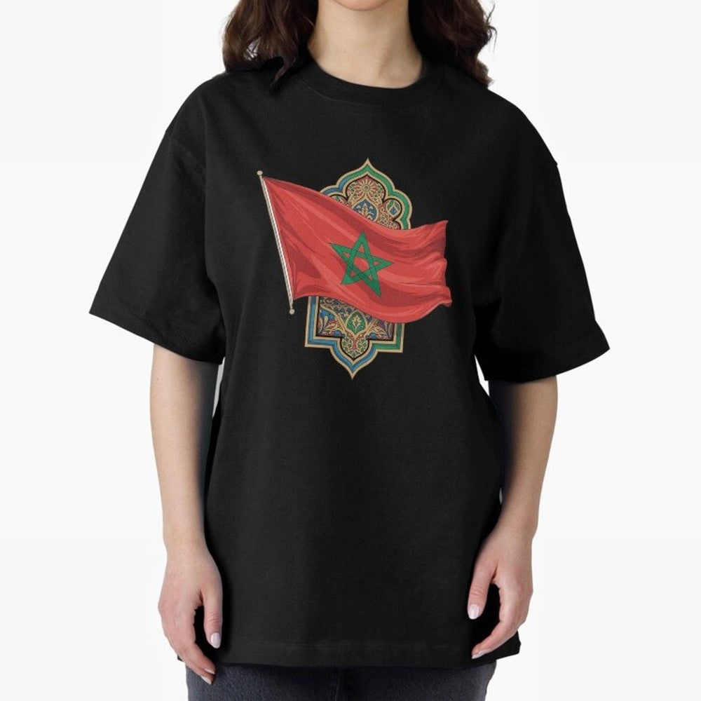 Morocco Flag Heritage World Cup 2026 Oversized T-Shirt Honor Football Greatness during FIFA World Cup 2026 USA Canada Mexico for Fans of Haaland and England, Bringing Stadium Chants, National Pride, Trophy Dreams and Unforgettable Football
