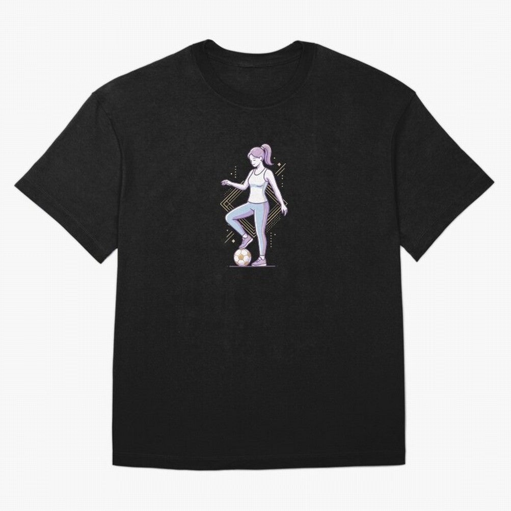 Female Soccer Player Athlete Line Art Oversized T-Shirt Bring a Champion Mindset to FIFA World Cup 2026 Group Stage for Fans of Haaland and Mbappe and Portugal, Bringing Game Day Rituals, Football Legends, Country Pride and the Road to the Final;