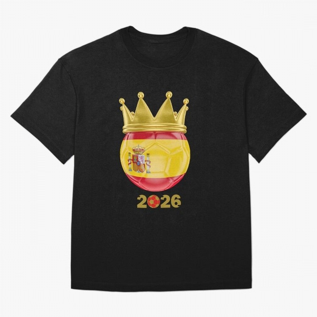 Spain Football Champion Crown 2026 Oversized T-Shirt Keep the Match Day Mood of the FIFA World Cup 2026 Group Stage Journey through Messi, Neymar and Mbappe Highlights, England Pride, Classic Soccer Heritage, Championship Pressure, Fan Loyalty and