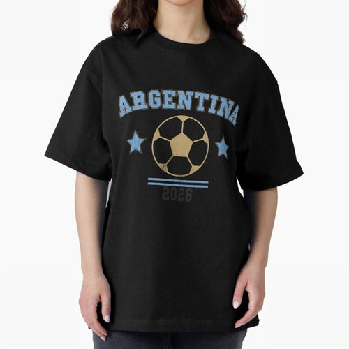 Argentina 2026 ¡ª Vintage Soccer Tee Oversized T-Shirt Show Fan Pride Across FIFA World Cup 2026 Group Stage Spirit, Built around Spain, Mbappe and Neymar, Vintage Soccer Flavor, Modern Football Stars, National Flags and Final Night Emotion;