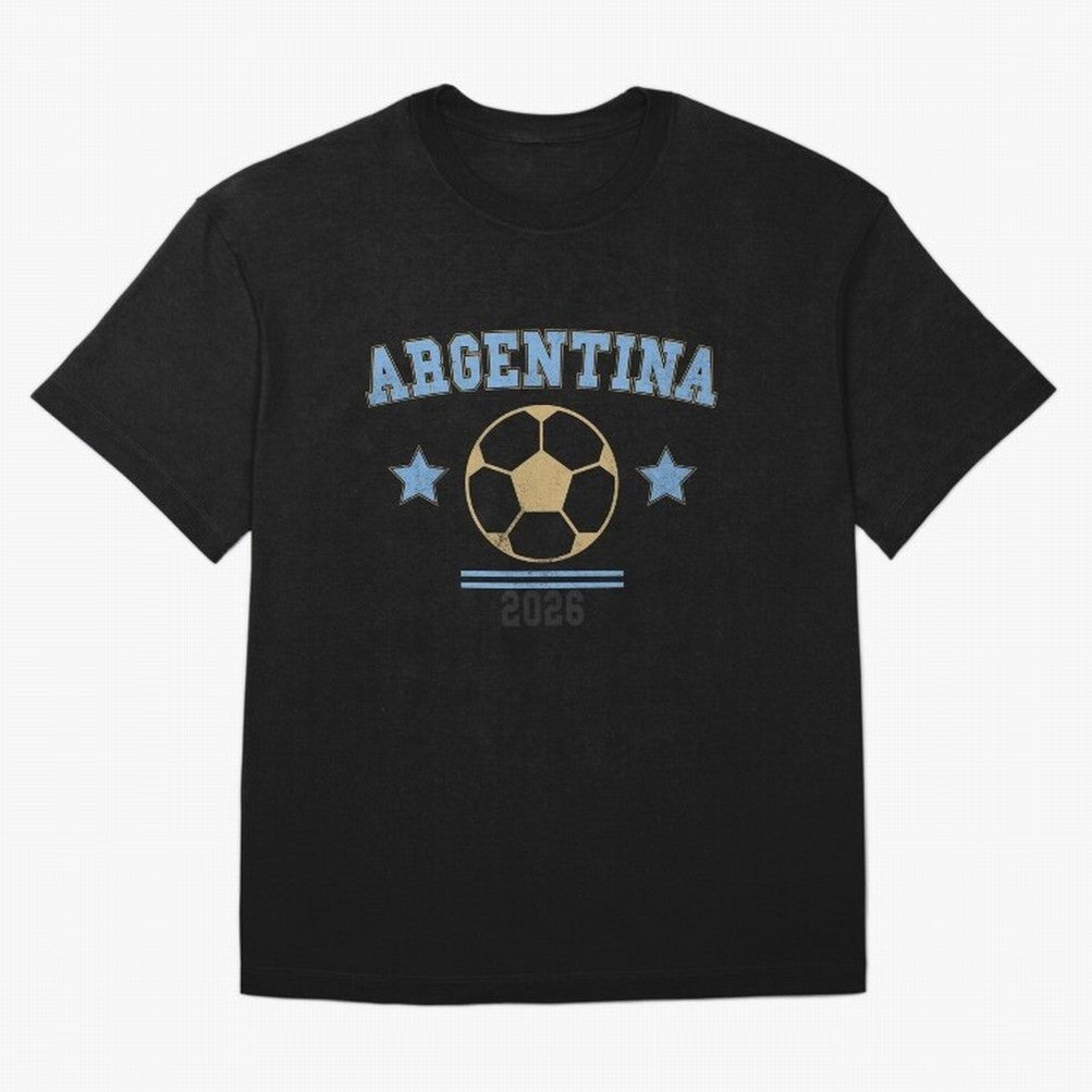 Argentina 2026 ¡ª Vintage Soccer Tee Oversized T-Shirt Show Fan Pride Across FIFA World Cup 2026 Group Stage Spirit, Built around Spain, Mbappe and Neymar, Vintage Soccer Flavor, Modern Football Stars, National Flags and Final Night Emotion;