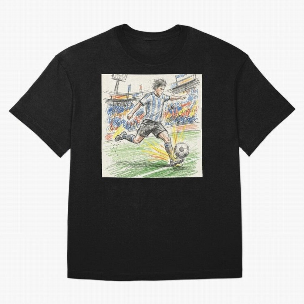 Dynamic Soccer Power Kick - Blue & White Jersey Style Oversized T-Shirt Show Fan Pride Across the FIFA World Cup 2026 Journey through Cristiano Ronaldo, Haaland and CR7 Highlights, Portugal, Spain and Germany Pride, Tournament Hype, Historic