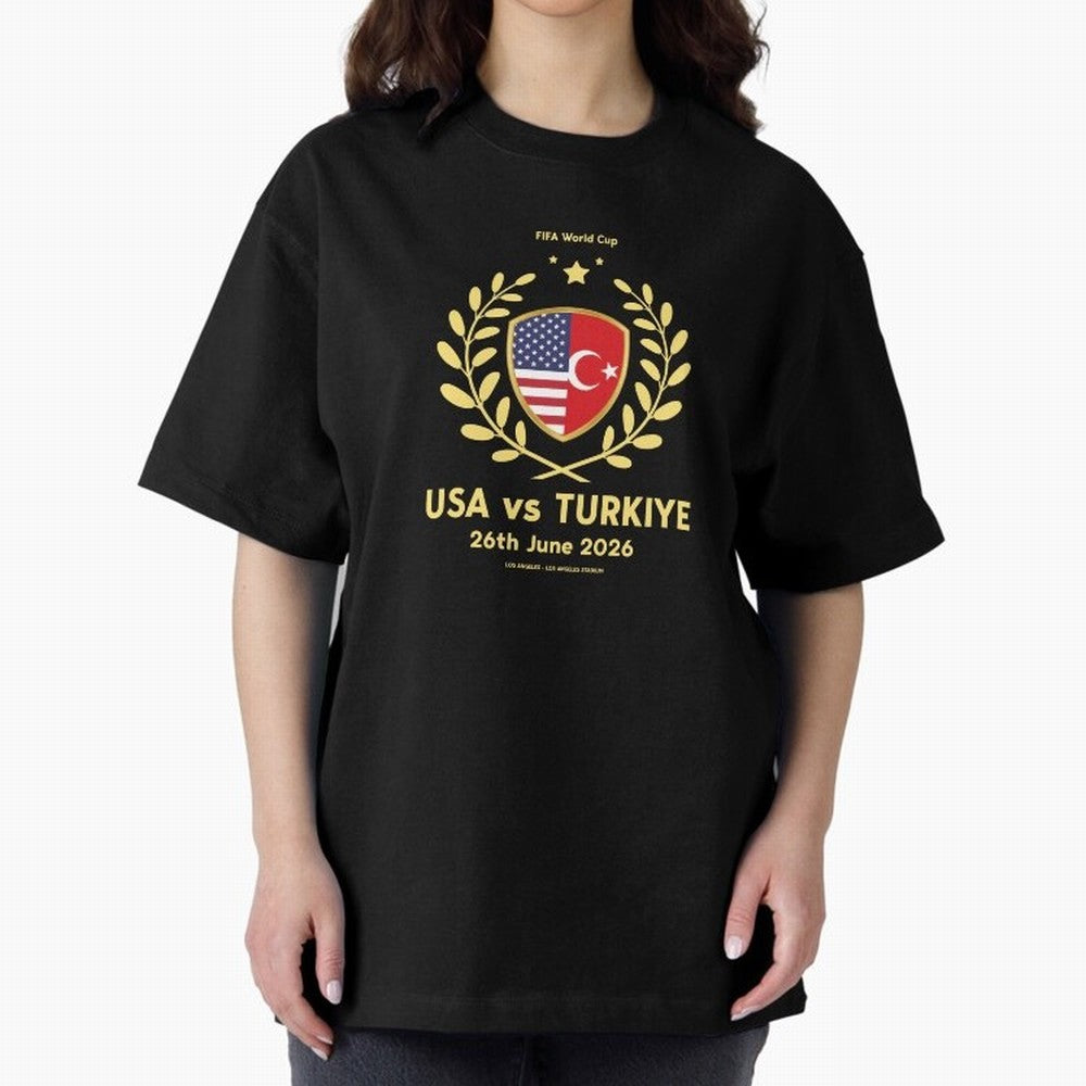 Copy of FIFA World Cup - USA v Turkiye Oversized T-Shirt Stand Out with Spirit from Global Football Passion for FIFA World Cup 2026 Group Stage, Capturing Neymar, Haaland and Cristiano Ronaldo, Argentina, France and Brazil, Champion Mindset, Group
