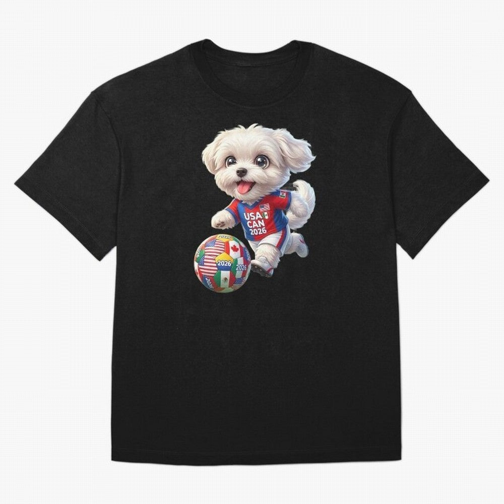 Cute Maltese Soccer Star - FIFA 2026 World Cup Edition Oversized T-Shirt Feel the FIFA World Cup 2026 Group Stage Journey through Messi and Cristiano Ronaldo Highlights, Argentina and Brazil Pride, Match Day Excitement, Supporter Culture, Golden