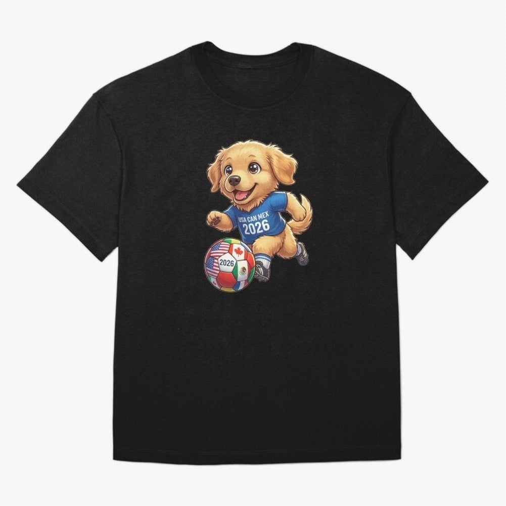 Golden Retriever Soccer Champ - World Cup 2026 Spirit Oversized T-Shirt Celebrate Rivalries and Pride in FIFA World Cup 2026 for Fans of Cristiano Ronaldo and England, France and Netherlands, Bringing Championship Spirit, Famous Goals, Roaring