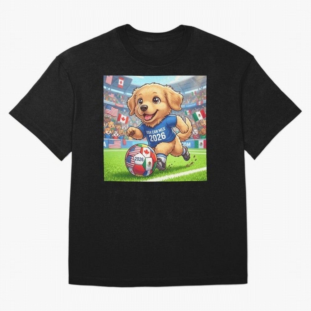 Golden Retriever Soccer Champ - World Cup 2026 Spirit Oversized T-Shirt Show Your Tournament Heart for Match Day Hype around FIFA World Cup 2026, CR7 and Messi, Brazil, Portugal and Argentina, Retro Football Energy, Iconic Rivalries, Trophy Chase