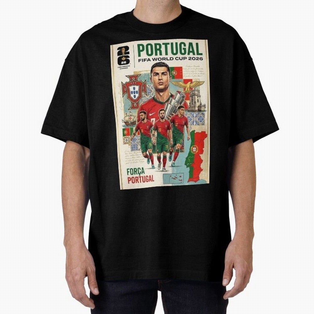Portugal 2026 ¨C In Search of Glory Oversized T-Shirt Celebrate the Biggest Stage of FIFA World Cup 2026 Group Stage for Fans of Messi and England and Germany, Bringing Supporter Pride, Iconic Celebrations, Legendary Names and Global Match Day