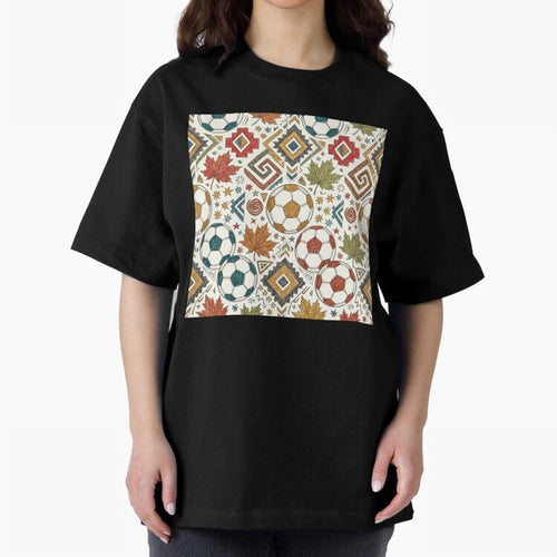 2026 World Cup Unity: Aztec & Maple Soccer Pattern Oversized T-Shirt Feel International Energy from FIFA World Cup 2026 USA Canada Mexico Spirit, Centered on Portugal, Spain and Germany, Messi, CR7 and Mbappe, Game Day Rituals, Football Legends,
