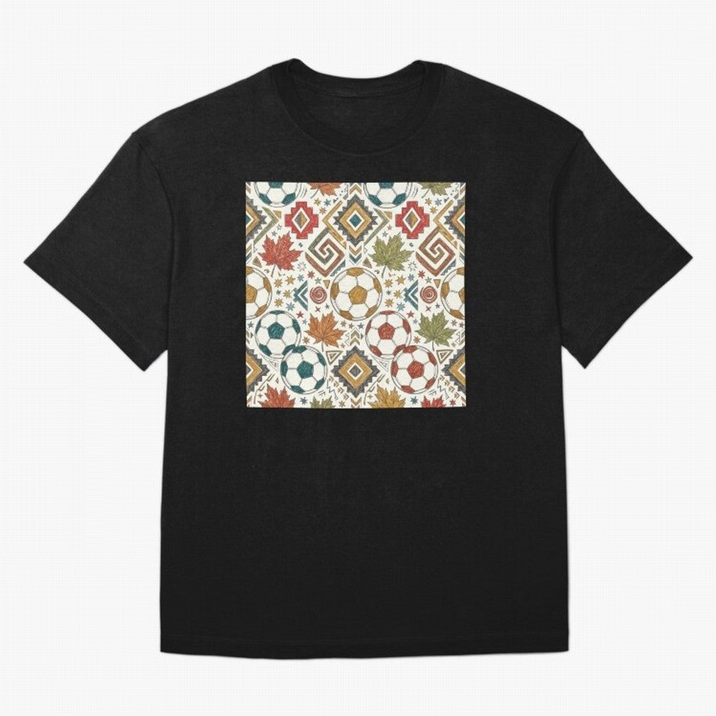 2026 World Cup Unity: Aztec & Maple Soccer Pattern Oversized T-Shirt Feel International Energy from FIFA World Cup 2026 USA Canada Mexico Spirit, Centered on Portugal, Spain and Germany, Messi, CR7 and Mbappe, Game Day Rituals, Football Legends,