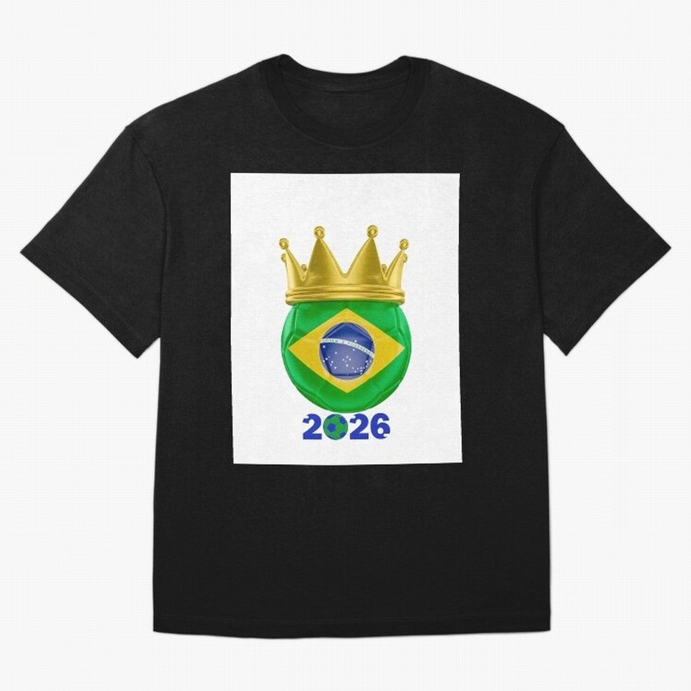 Brazil Football Champion Crown 2026 Oversized T-Shirt Get Ready for FIFA World Cup 2026 USA Canada Mexico Centered on Mbappe and Neymar, England Energy, Fan Favorite Moments, National Team Passion, Big Match Drama and Soccer History; Ideal for