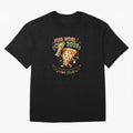 Happy Pizza Character Holding World Cup 2026 Trophy Oversized T-Shirt Turn Up for the FIFA World Cup 2026 Group Stage Journey through CR7 and Messi Highlights, England and Germany Pride, Goal Celebration Energy, Supporter Heritage, Football Icons