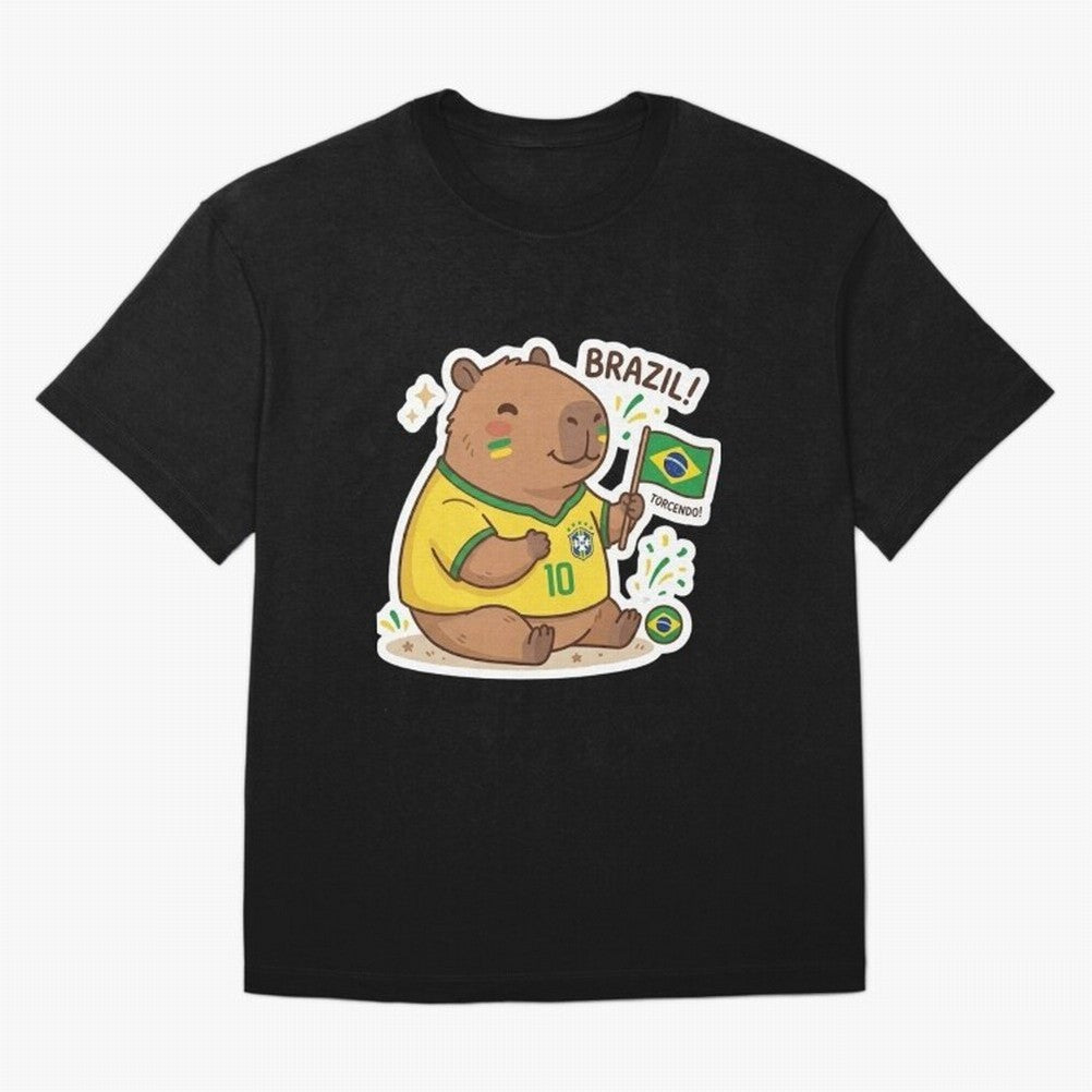 Capivara Torcedora Oversized T-Shirt Embrace the FIFA World Cup 2026 Group Stage Journey through Haaland Highlights, France Pride, Retro Football Energy, Iconic Rivalries, Trophy Chase Drama and Stadium Atmosphere; Perfect for Fans, Collectors,