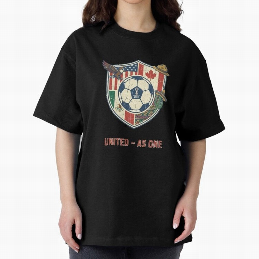 North America United Soccer 2026 Vintage Crest Oversized T-Shirt Make Game Day About FIFA World Cup 2026 Group Stage Connected to CR7 and Messi, Spain and Netherlands Energy, Football Passion, Legendary Performances, Festival Vibes and Supporter
