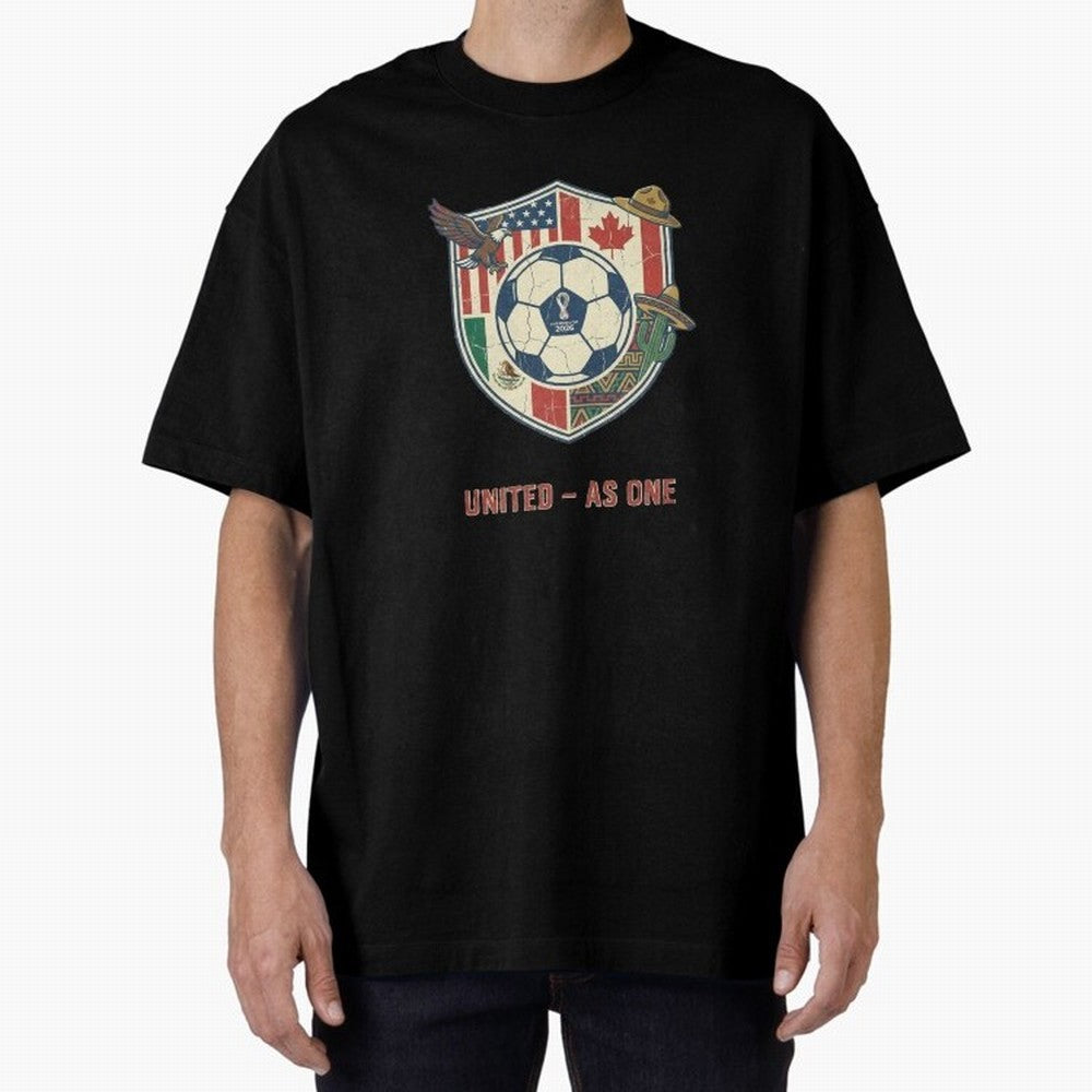 North America United Soccer 2026 Vintage Crest Oversized T-Shirt Make Game Day About FIFA World Cup 2026 Group Stage Connected to CR7 and Messi, Spain and Netherlands Energy, Football Passion, Legendary Performances, Festival Vibes and Supporter
