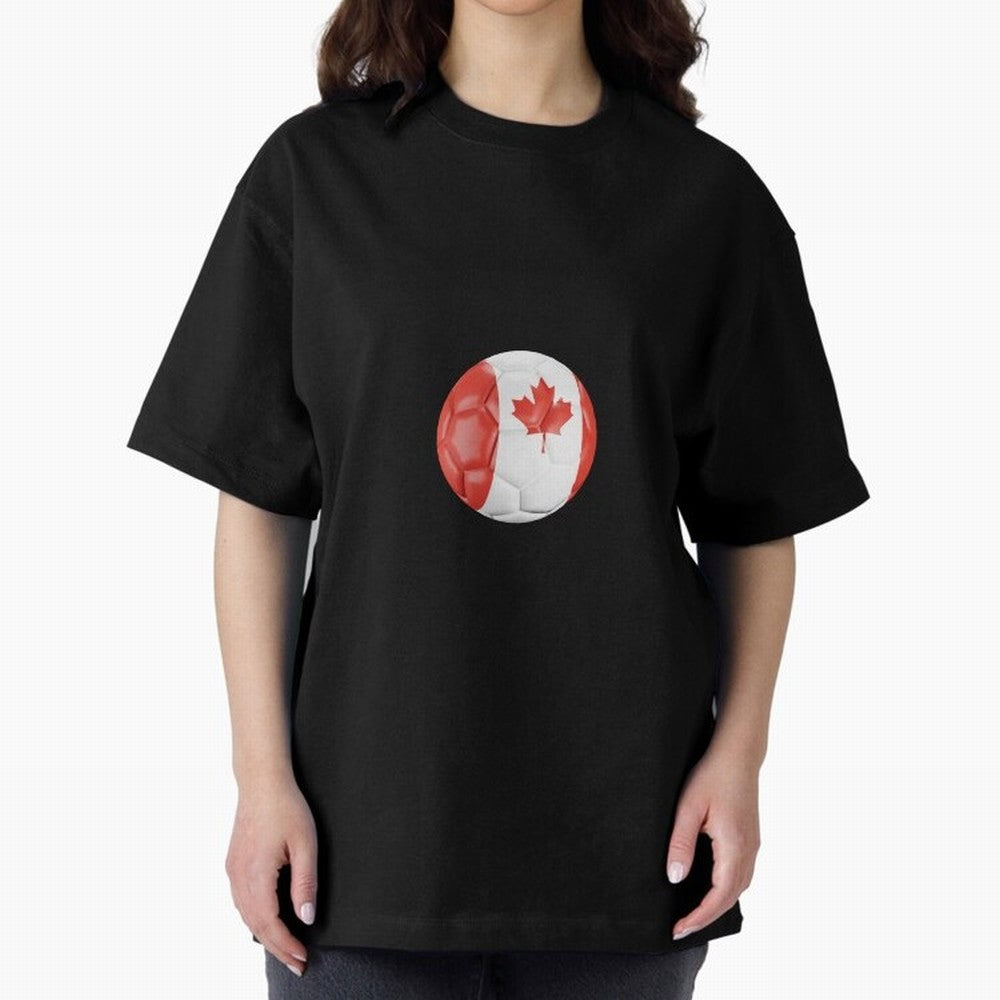 Canada Oversized T-Shirt Show Fan Pride Across the FIFA World Cup 2026 USA Canada Mexico Journey through Messi and Cristiano Ronaldo Highlights, Spain Pride, Stadium Memories, Football Loyalty, International Chants and Championship Tradition; Great