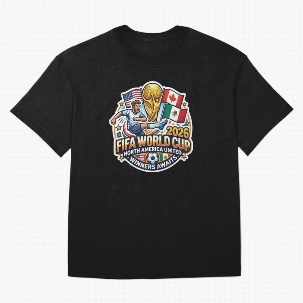 FIFA World Cup 2026 North America United Oversized T-Shirt Experience Global Football Passion for FIFA World Cup 2026 USA Canada Mexico, Capturing Messi, CR7 and Mbappe, England and Germany, Retro Football Energy, Iconic Rivalries, Trophy Chase