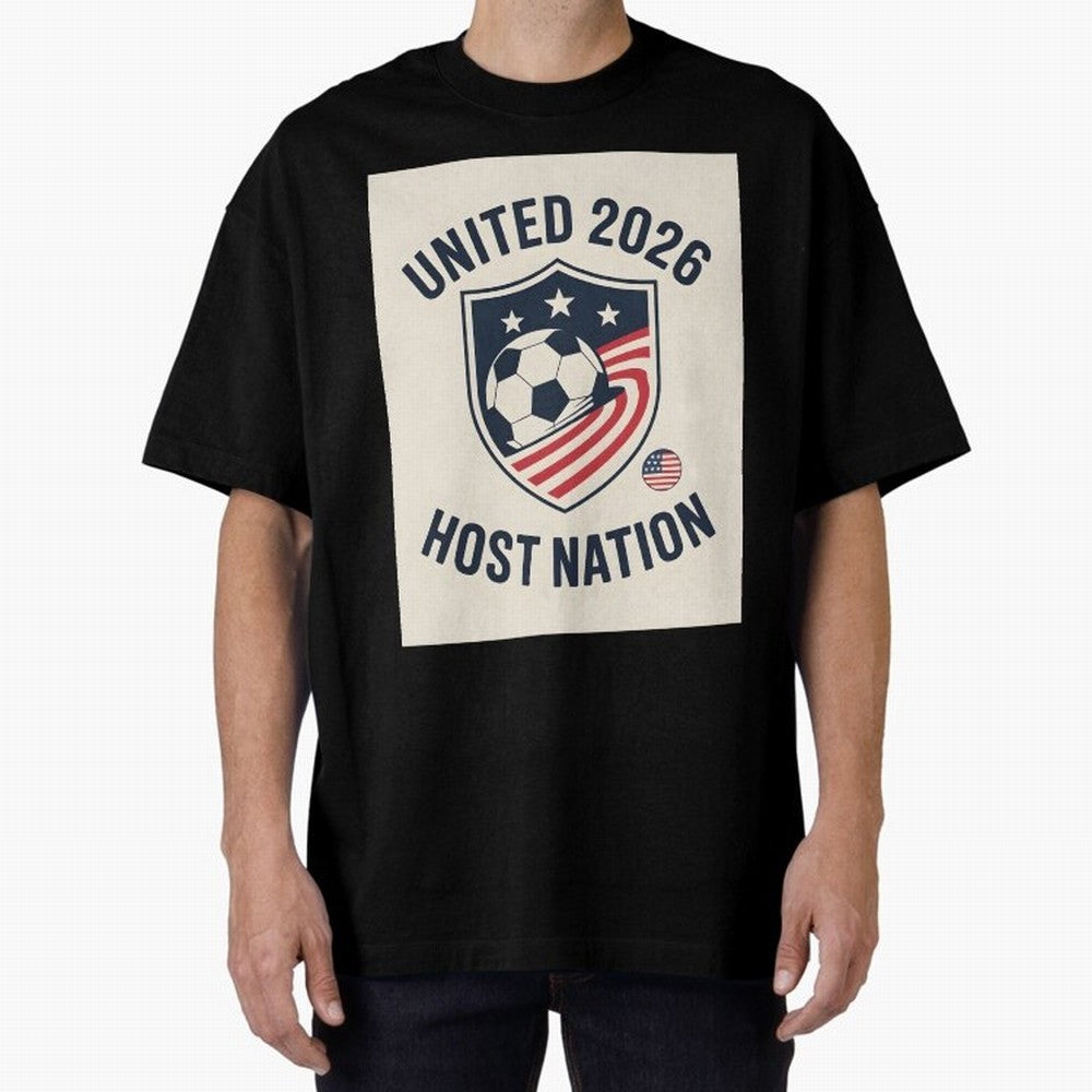 United 2026 USA World Cup Host Nation Soccer Crest T-Shirt Oversized T-Shirt Carry the Colors and Pride of FIFA World Cup 2026 Group Stage for Fans of CR7 and Messi and Germany, Bringing Worldwide Fan Energy, Dramatic Goals, Stadium Lights and