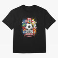 2026 World Cup Soccer Flags Graphic Oversized T-Shirt Represent FIFA World Cup 2026 USA Canada Mexico Spirit, with Portugal, Messi, Football Passion, Legendary Performances, Festival Vibes and Supporter Community; Perfect for Fans, Collectors,