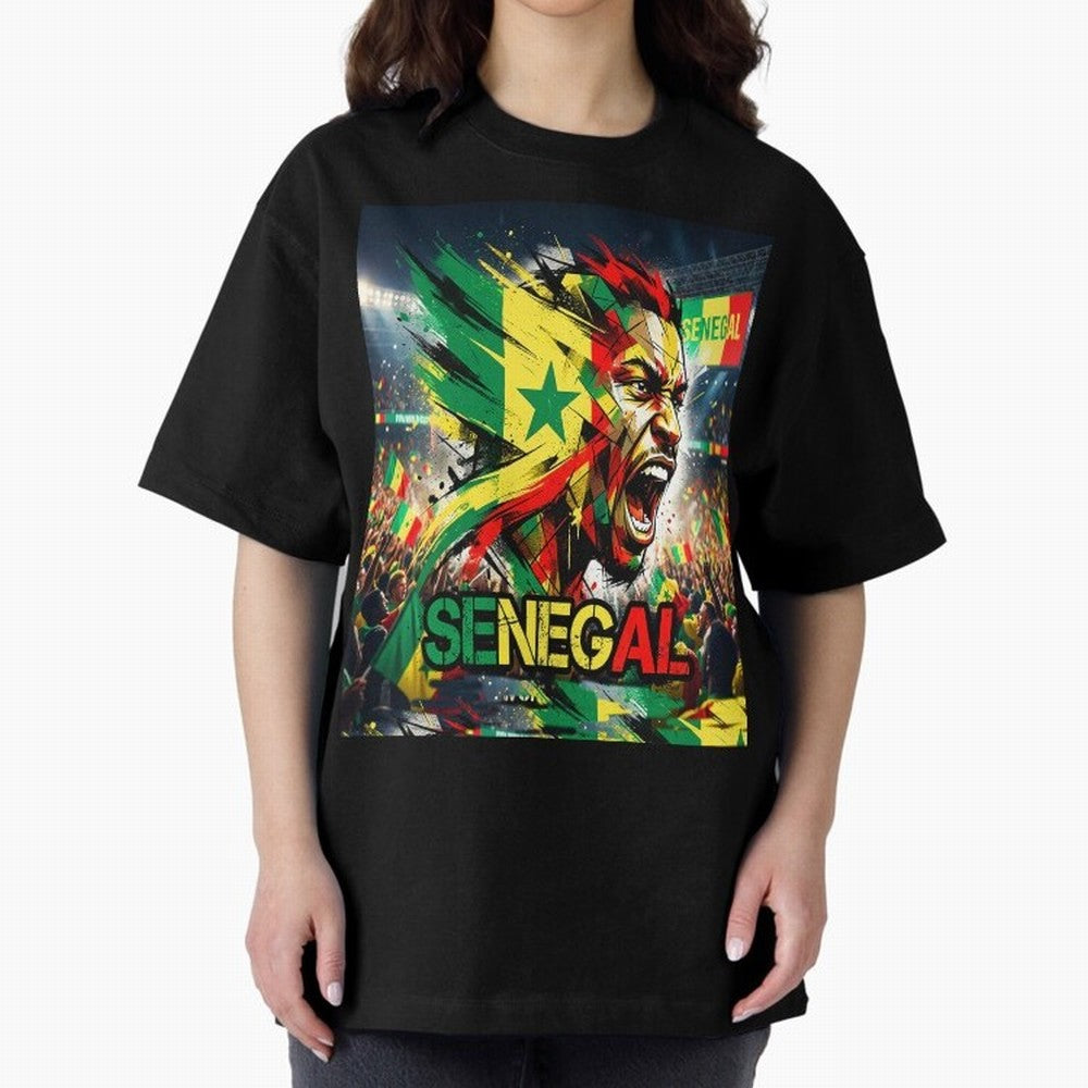 SENEGAL FOOTBALL TEAM Oversized T-Shirt Capture FIFA World Cup 2026 USA Canada Mexico Connected to CR7 and Messi, Brazil, Portugal and Argentina Energy, Champion Mindset, Group Stage Buzz, Knockout Tension and Passionate Fan Culture; Perfect for