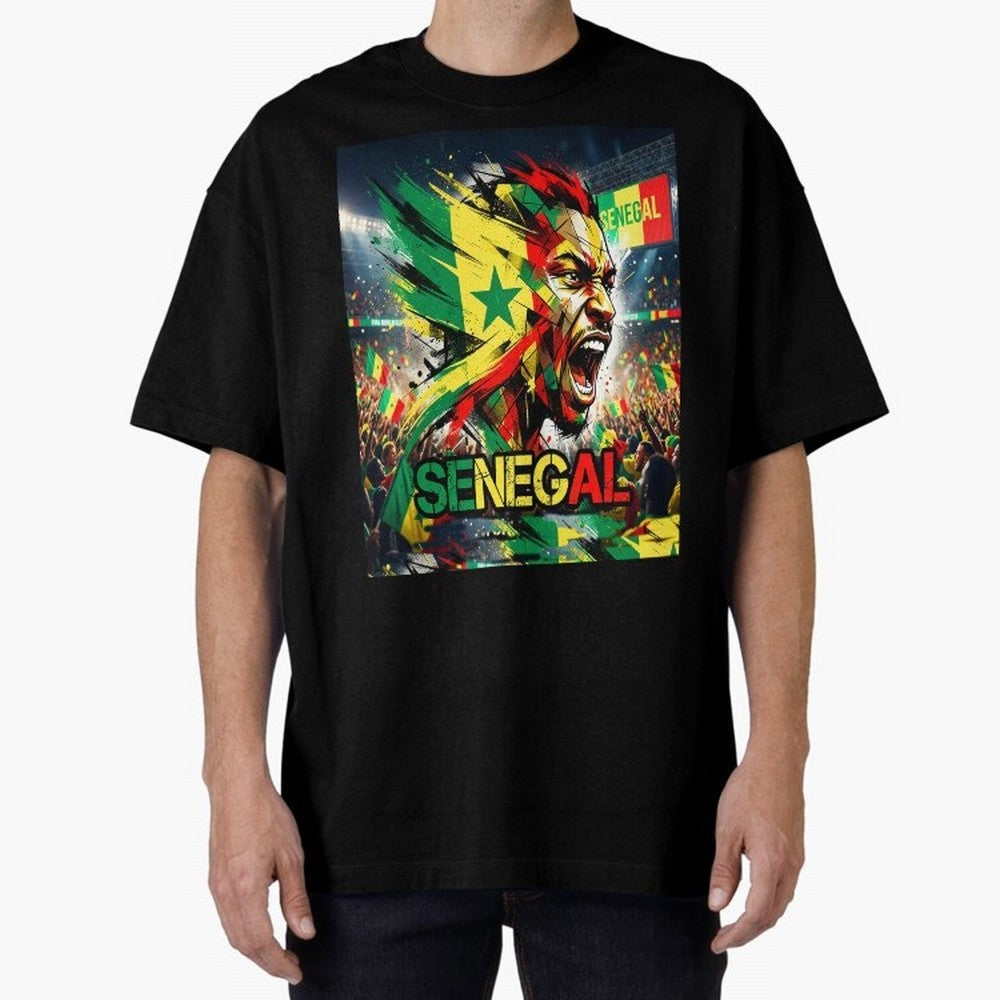 SENEGAL FOOTBALL TEAM Oversized T-Shirt Capture FIFA World Cup 2026 USA Canada Mexico Connected to CR7 and Messi, Brazil, Portugal and Argentina Energy, Champion Mindset, Group Stage Buzz, Knockout Tension and Passionate Fan Culture; Perfect for
