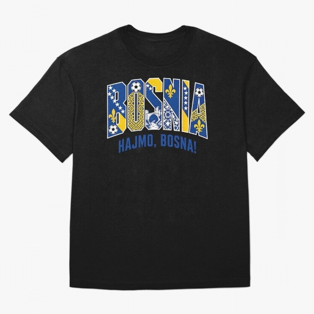 Bosnia Hajmo Bosna Football Soccer Fan Bosnian Supporter Flag Oversized T-Shirt Show Love for Legendary Goals in FIFA World Cup 2026 Spirit, Driven by France, CR7 and Messi, Fan Favorite Moments, National Team Passion, Big Match Drama and Soccer