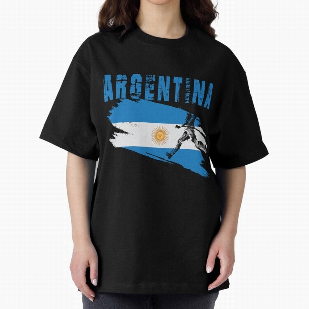 Argentina World Cup 2026 ¨C Pride in Motion Oversized T-Shirt Build FIFA World Cup 2026 Group Stage Spirit, Made for France and Portugal, Messi, Classic Soccer Heritage, Championship Pressure, Fan Loyalty and International Pride; Ideal for Football