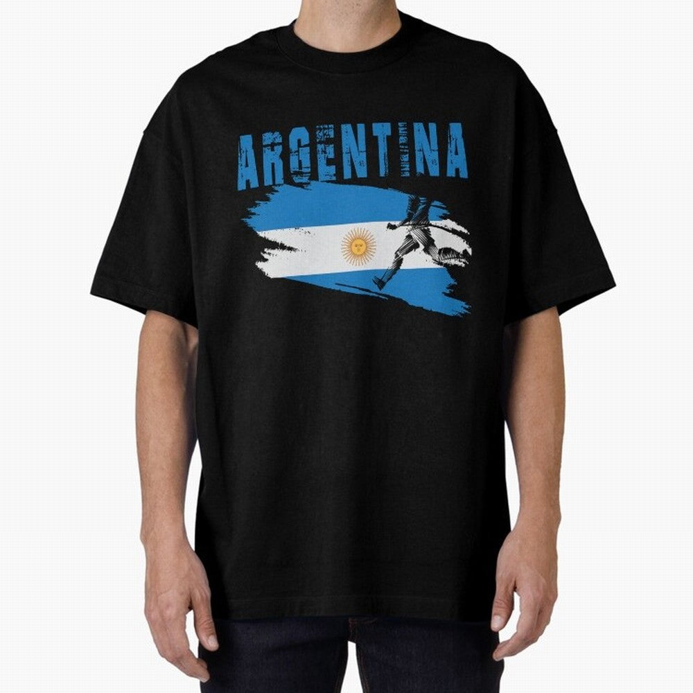 Argentina World Cup 2026 ¨C Pride in Motion Oversized T-Shirt Build FIFA World Cup 2026 Group Stage Spirit, Made for France and Portugal, Messi, Classic Soccer Heritage, Championship Pressure, Fan Loyalty and International Pride; Ideal for Football