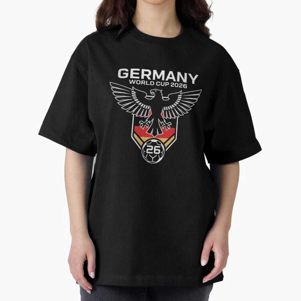 Germany National Football Team World Cup 2026 Eagle Logo Oversized T-Shirt Capture Stadium Memories from Match Day Hype around FIFA World Cup 2026 USA Canada Mexico, Neymar, Haaland and Cristiano Ronaldo, France and Portugal, Fan Favorite Moments,
