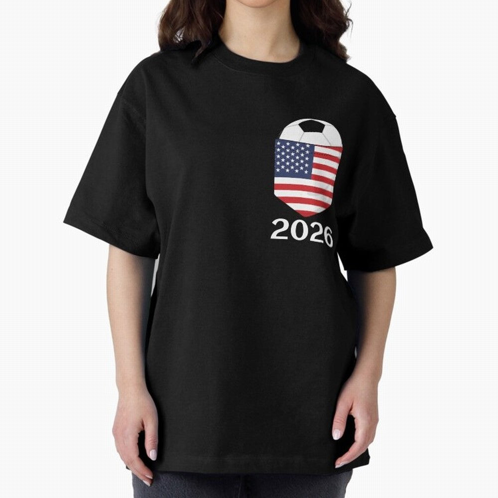 Soccer 2026 USA in the breast pocket Oversized T-Shirt Show Championship Spirit for Match Day Hype around FIFA World Cup 2026, Neymar, England and Germany, Global Supporter Spirit, Legendary Goals, National Colors and Tournament Celebration; Made