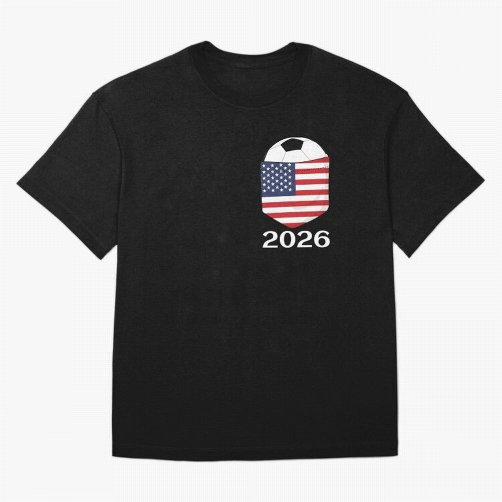 Soccer 2026 USA in the breast pocket Oversized T-Shirt Show Championship Spirit for Match Day Hype around FIFA World Cup 2026, Neymar, England and Germany, Global Supporter Spirit, Legendary Goals, National Colors and Tournament Celebration; Made