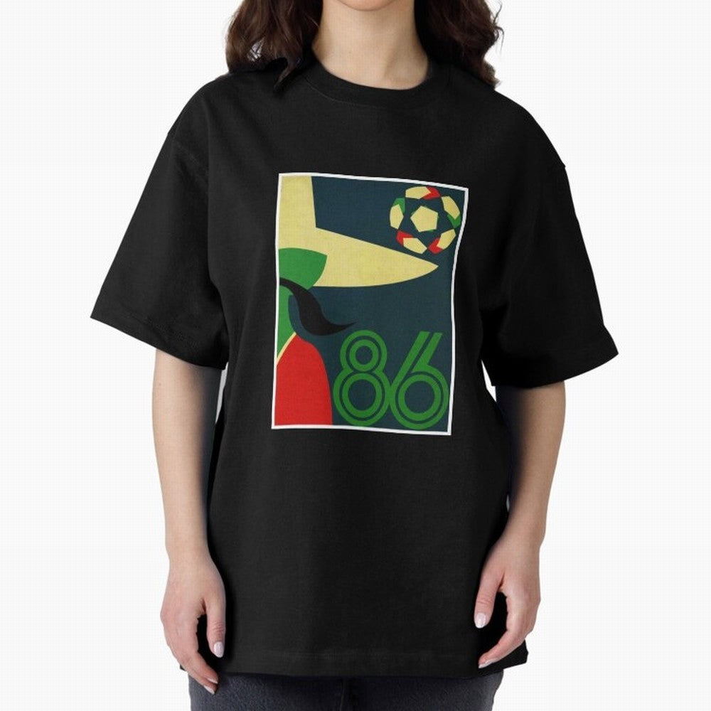 World Cup in Mexico 1986 Oversized T-Shirt Honor the Football Icons of the FIFA World Cup 2026 Group Stage Journey through Messi and Cristiano Ronaldo Highlights, Spain Pride, Championship Spirit, Famous Goals, Roaring Crowds and International