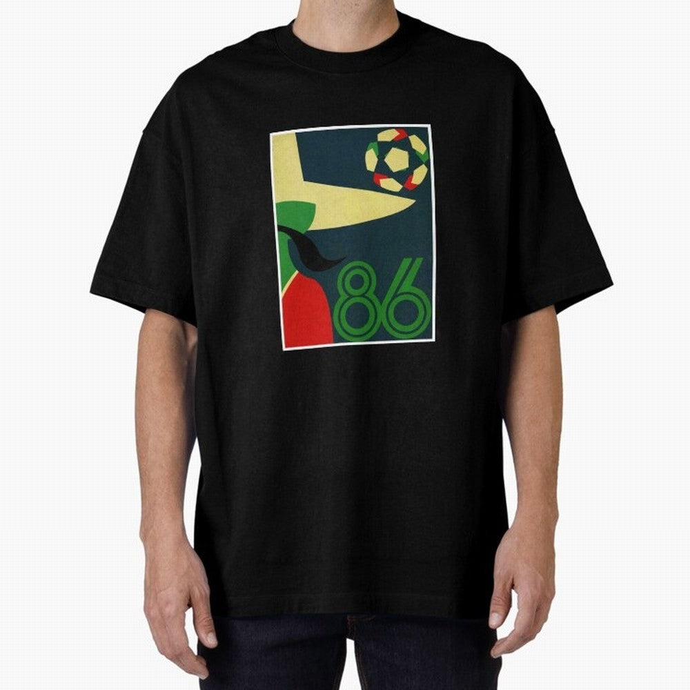 World Cup in Mexico 1986 Oversized T-Shirt Honor the Football Icons of the FIFA World Cup 2026 Group Stage Journey through Messi and Cristiano Ronaldo Highlights, Spain Pride, Championship Spirit, Famous Goals, Roaring Crowds and International