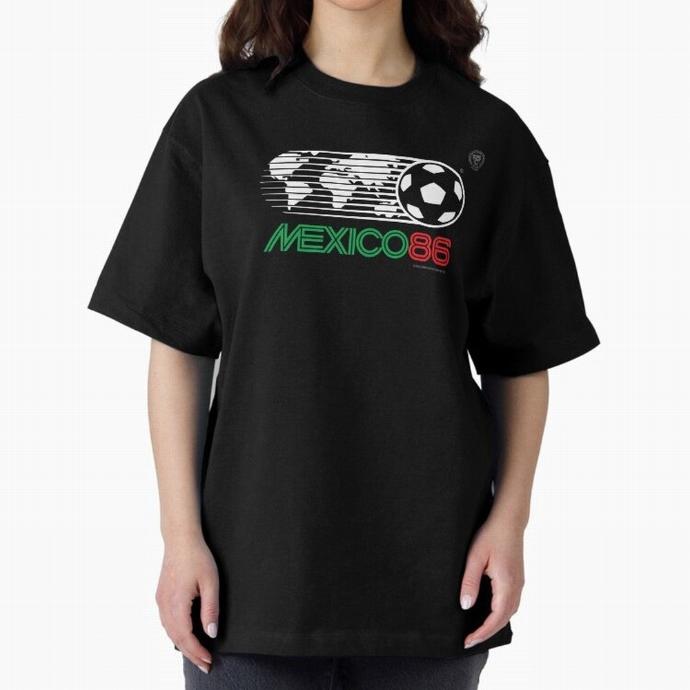 Mexico 86 Logo Tribute ¨C Retro Soccer World Cup Inspired Graphic | Vintage Mexican Football Art | Ruben Santiago Creative Oversized T-Shirt Bring a Champion Mindset to FIFA World Cup 2026 Spirit, Inspired by Brazil, Portugal and Argentina, Mbappe
