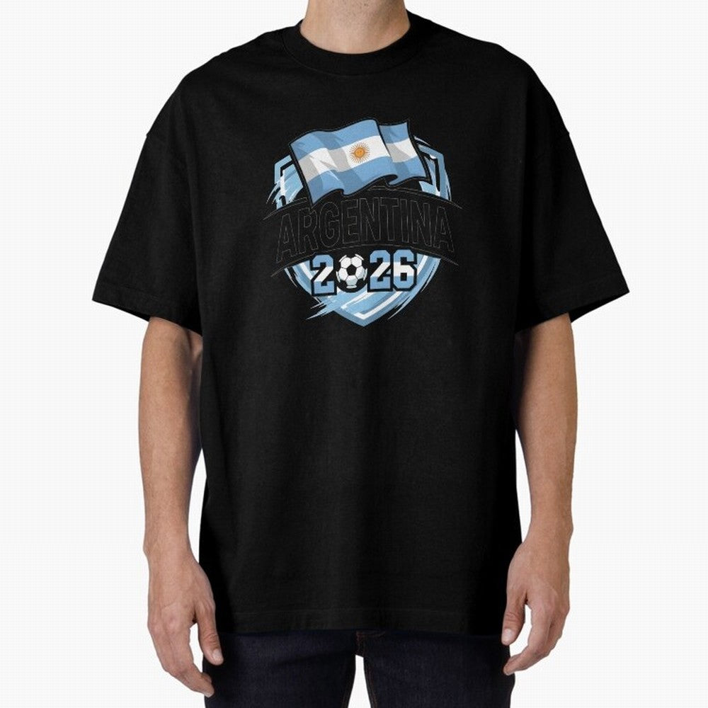 ARGENTINA World Cup 2026 Poster ¨C ARGENTINA Football Oversized T-Shirt Relive the Noise and Pride of FIFA World Cup 2026 Driven by Messi, CR7 and Mbappe, Germany Energy, Classic Soccer Heritage, Championship Pressure, Fan Loyalty and International