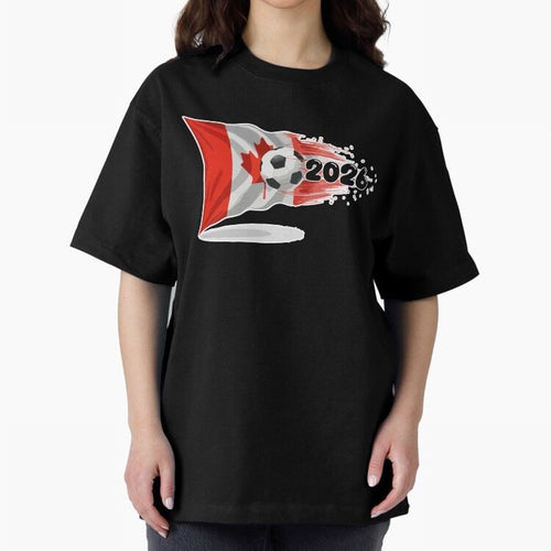 2026 Soccer World Cup Canada Flag T-Shirt | Dynamic Football Fan Tee Oversized T-Shirt Bring Home Match Day Hype around FIFA World Cup 2026, Mbappe, Portugal, Goal Celebration Energy, Supporter Heritage, Football Icons and Worldwide Tournament Joy;