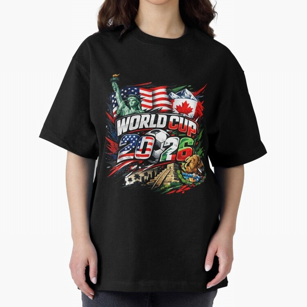2026 North America Football Championship Oversized T-Shirt Feel International Energy from FIFA World Cup 2026 USA Canada Mexico Spirit, Celebrating Portugal, Neymar, Haaland and Cristiano Ronaldo, Supporter Pride, Iconic Celebrations, Legendary