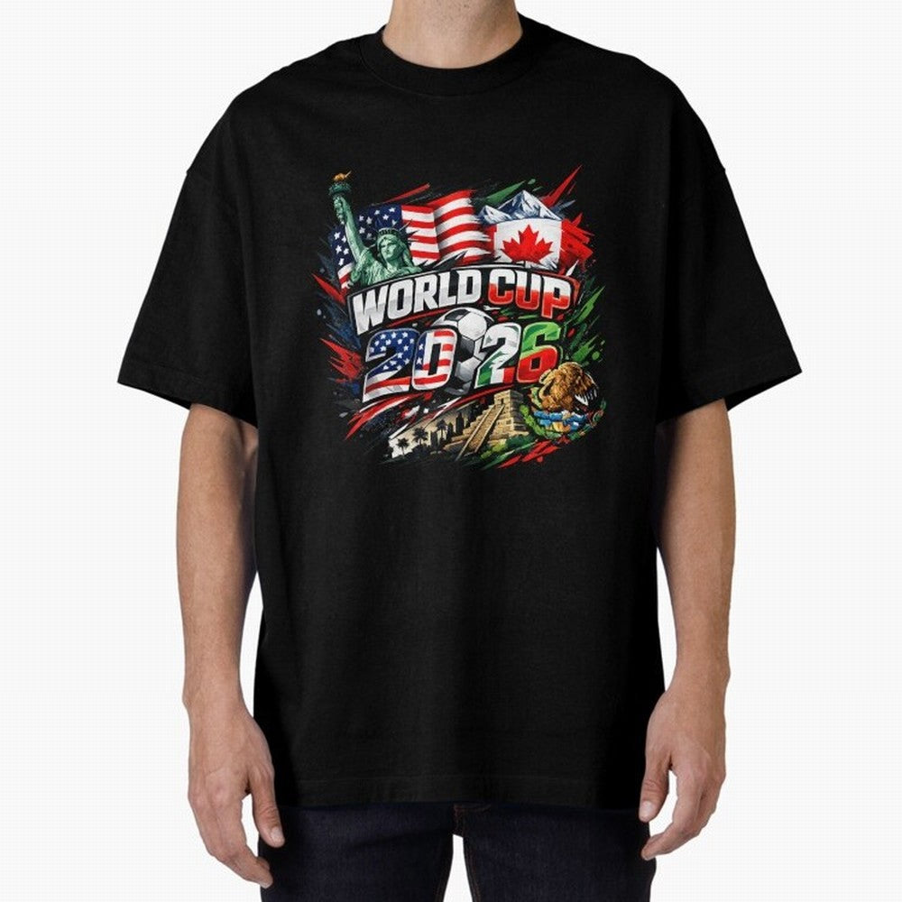 2026 North America Football Championship Oversized T-Shirt Feel International Energy from FIFA World Cup 2026 USA Canada Mexico Spirit, Celebrating Portugal, Neymar, Haaland and Cristiano Ronaldo, Supporter Pride, Iconic Celebrations, Legendary